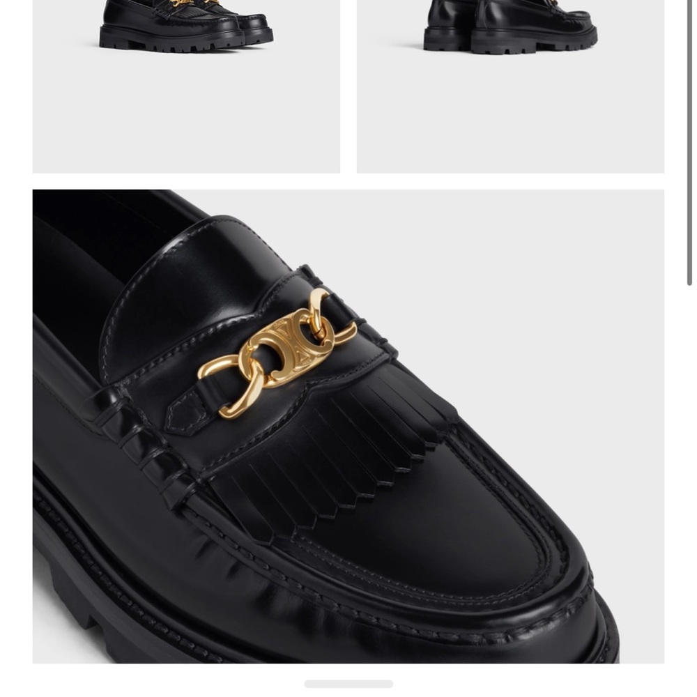 CELINE MARGARET LOAFER WITH TRIOMPHE CHAIN IN POLISHED BULL